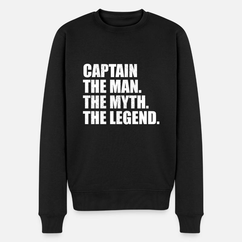 Captain Man Myth Legend distressed - Männer Premium Bio Pullover - Schwarz