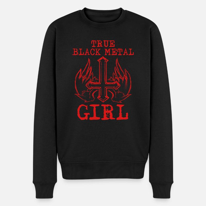 TRUE BLACK METAL GIRL - Männer Premium Bio Pullover - Schwarz