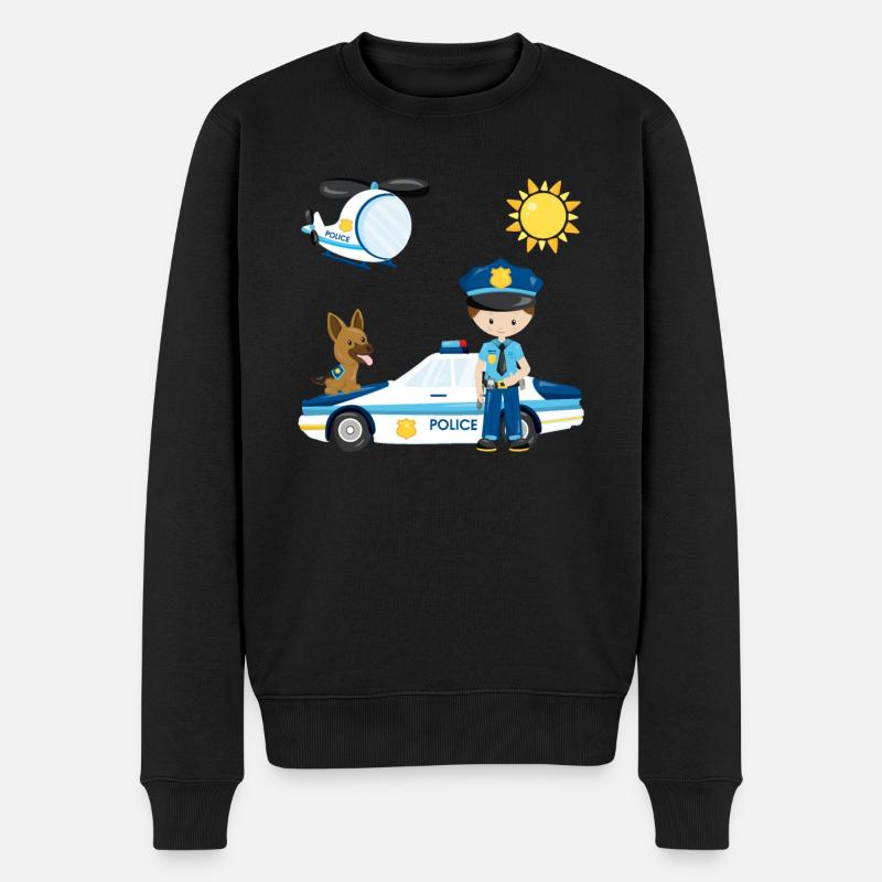 Polizei Kinder Geschenk Polizist Jungen Mädchen - Männer Premium Bio Pullover - Schwarz