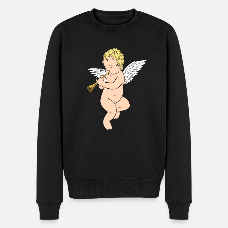 Musikalischer Engel - Männer Premium Bio Pullover - Schwarz