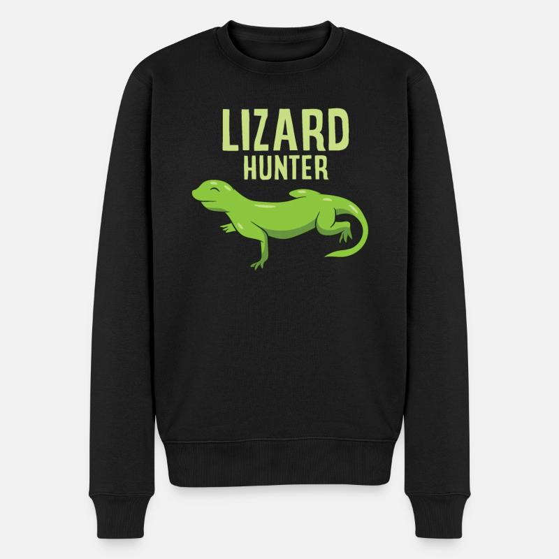 Drôle lézard chasseur reptile lézard - Pull Premium bio Homme - noir