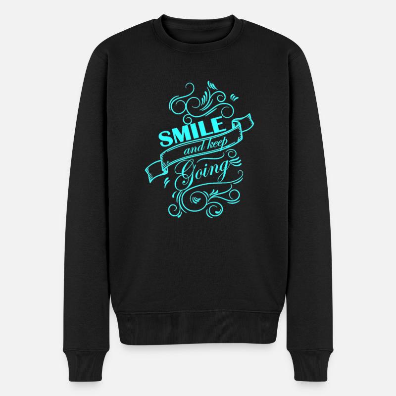 Smile and keep going - Männer Premium Bio Pullover - Schwarz