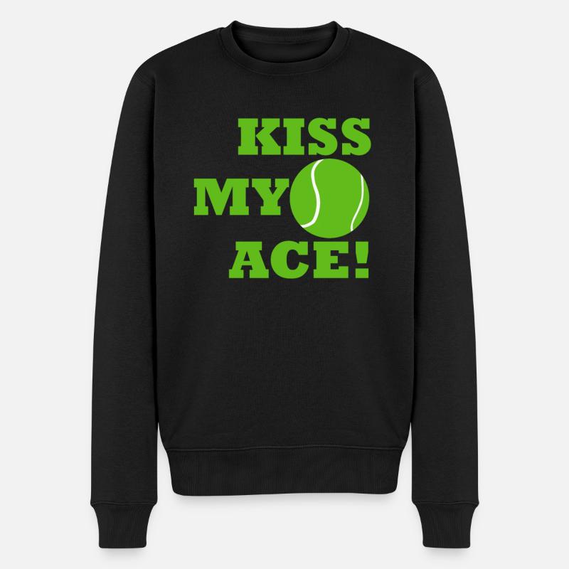Tennis - KISS MY ACE - Männer Premium Bio Pullover - Schwarz
