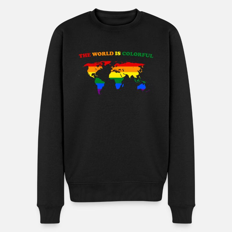 Die Welt ist Bunt - Männer Premium Bio Pullover - Schwarz