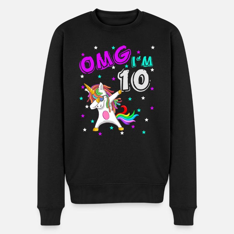 10 ans fille licorne licorne anniversaire idée - Pull Premium bio Homme - noir