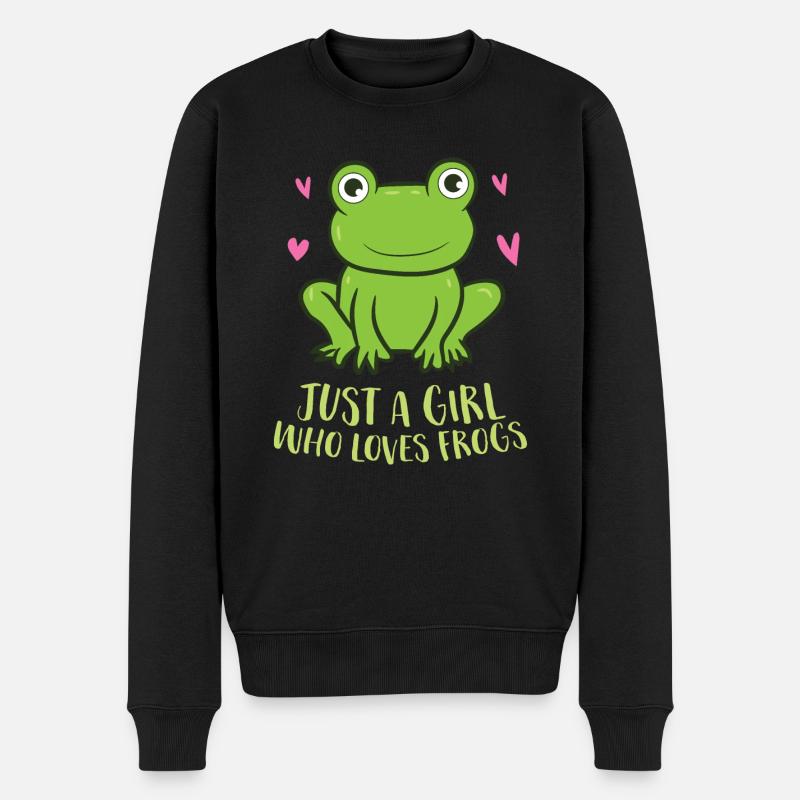 Nur Ein Mädchen Das Frösche Liebt Süßer Frosch - Männer Premium Bio Pullover - Schwarz