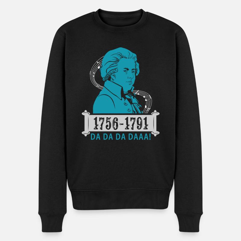 Wolfgang Amadeus Mozart - Männer Premium Bio Pullover - Schwarz