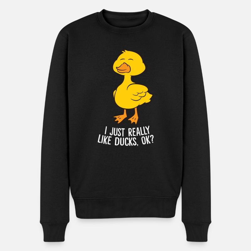 Ich Mag Halt Einfach Enten Ok? Lustige Ente - Männer Premium Bio Pullover - Schwarz