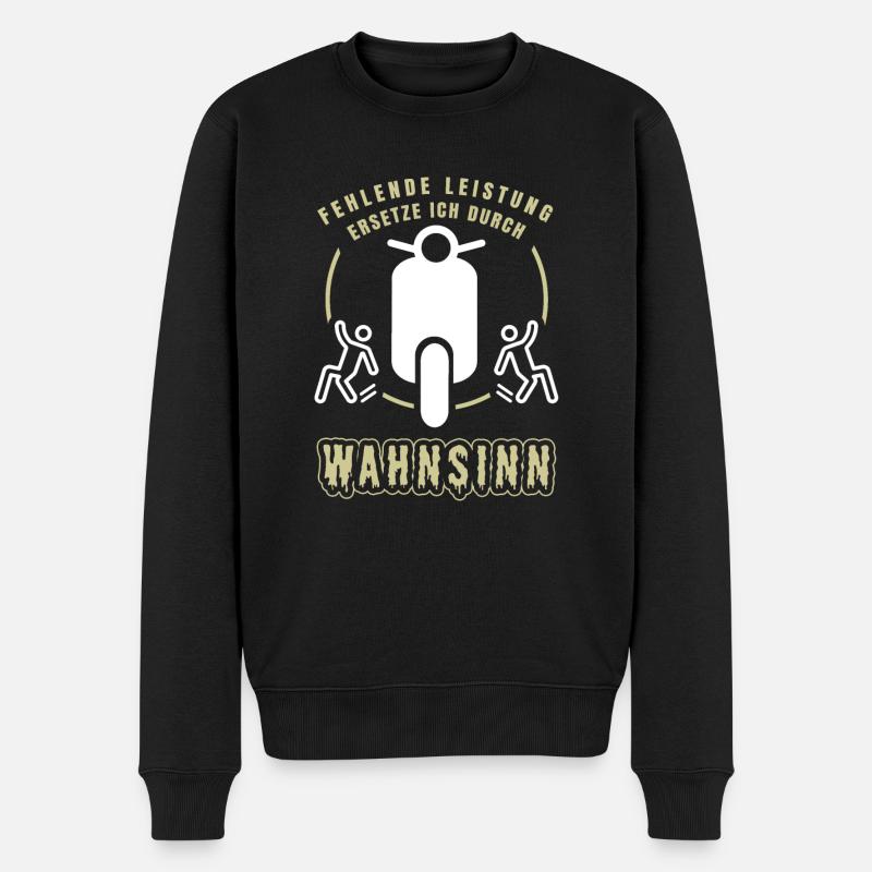 Witziger Roller Spruch Rollerfahrer Zweirad - Männer Premium Bio Pullover - Schwarz