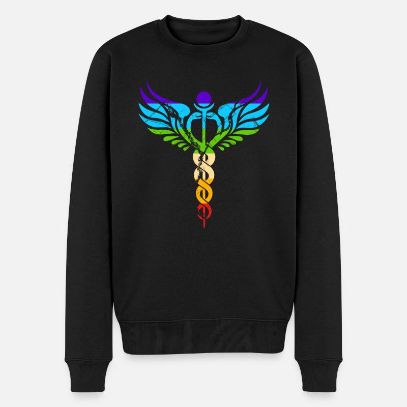 Kundalini chakra méditation serpent ailé - Pull Premium bio Homme - noir