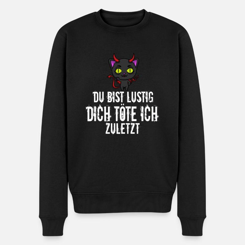 Katze teufel Kätzchen Hölle Halloween Horror - Männer Premium Bio Pullover - Schwarz