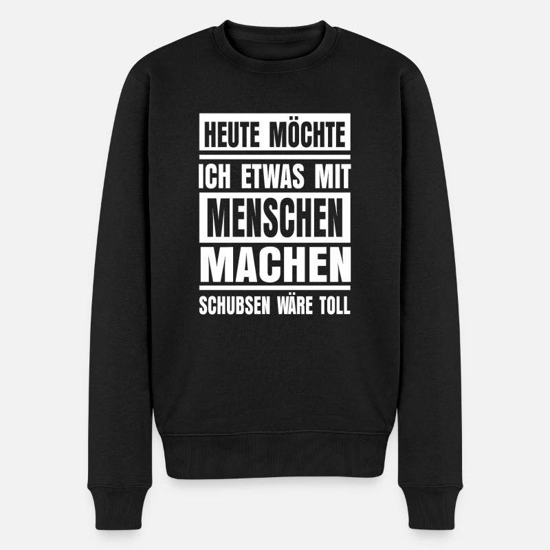 Ich Hasse Menschen Lustiger Spruch - Männer Premium Bio Pullover - Schwarz