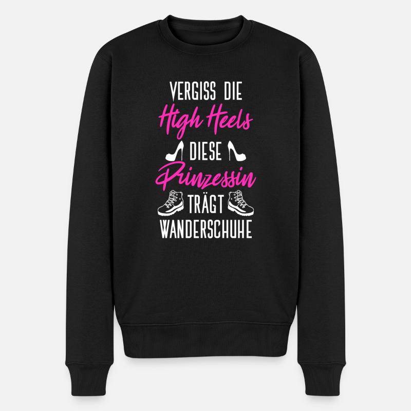 Vergiss High Heels Prinzessin Trägt Wanderung - Männer Premium Bio Pullover - Schwarz
