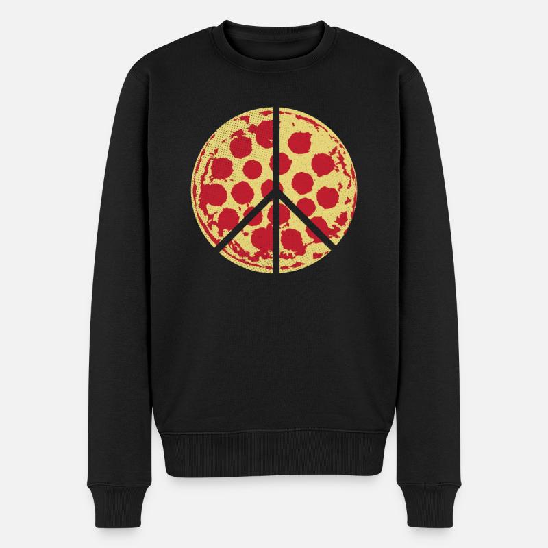 Pizza Frieden - lustiger Humor - Männer Premium Bio Pullover - Schwarz