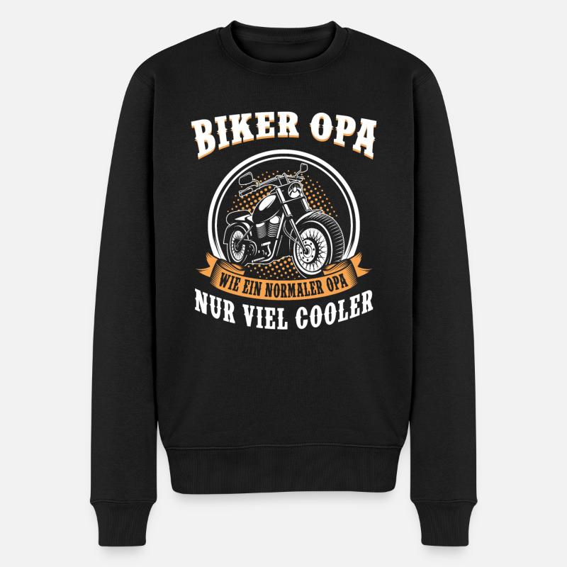 Biker Opa Motorrad Vatertag lustiges Geschenk - Männer Premium Bio Pullover - Schwarz