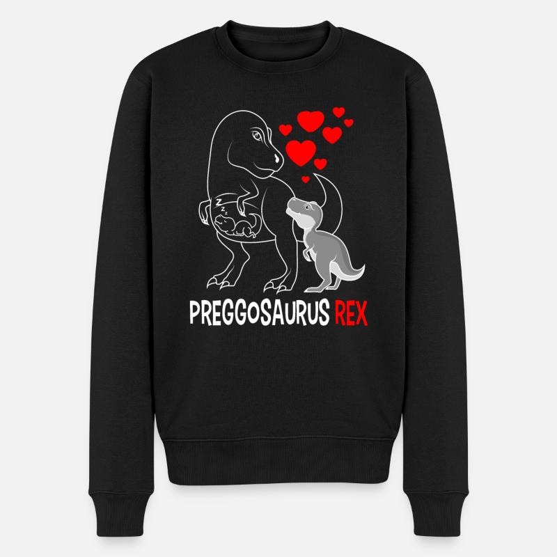 Schwangerschaft Dinosaurier Mama - Männer Premium Bio Pullover - Schwarz