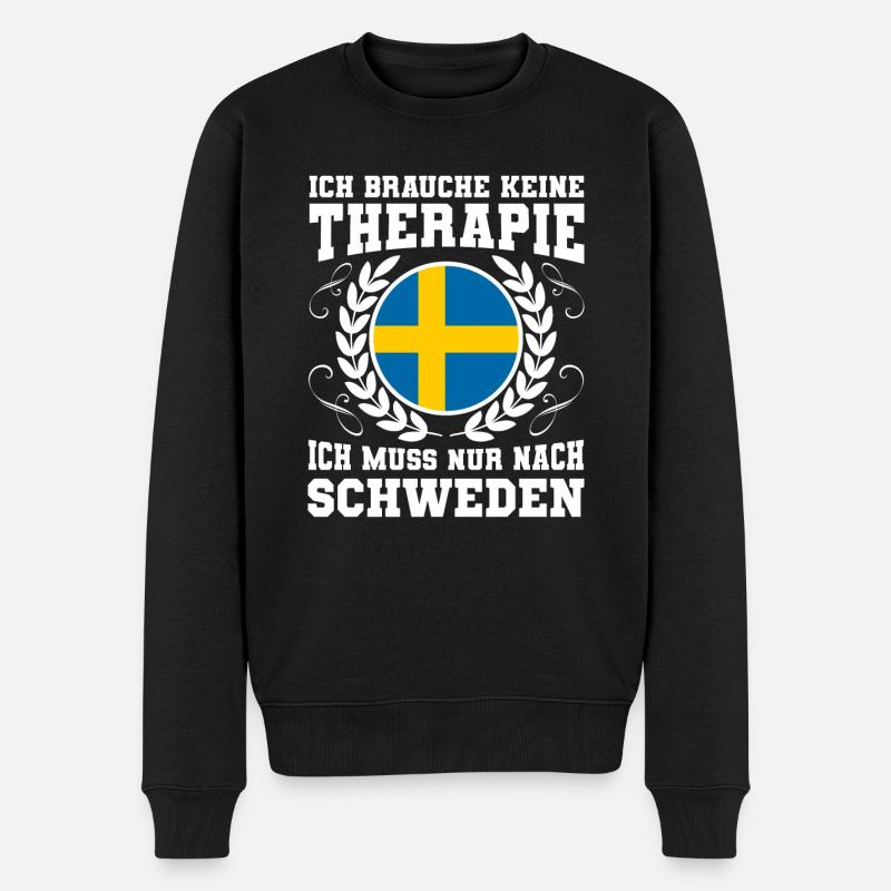 Schweden Keine Therapie Urlaub Ferien Reise - Männer Premium Bio Pullover - Schwarz