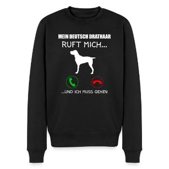Deutsch Drahthaar Hund Jagdhund Geschenk - Männer Premium Bio Pullover - Schwarz - Vorne - Nico (187cm)