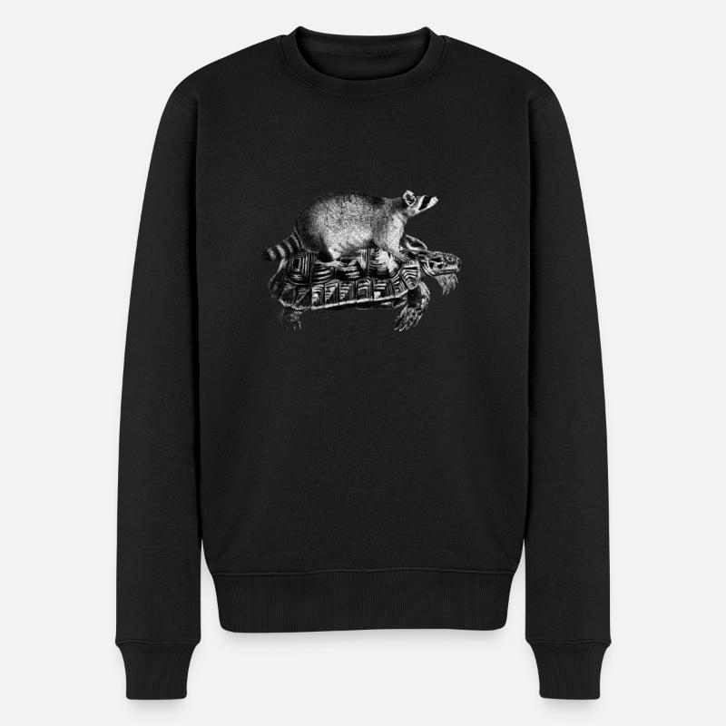 Waschbär - Männer Premium Bio Pullover - Schwarz