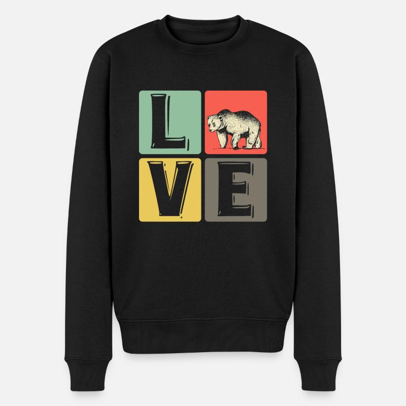 Ours - amour - Pull Premium bio Homme - noir