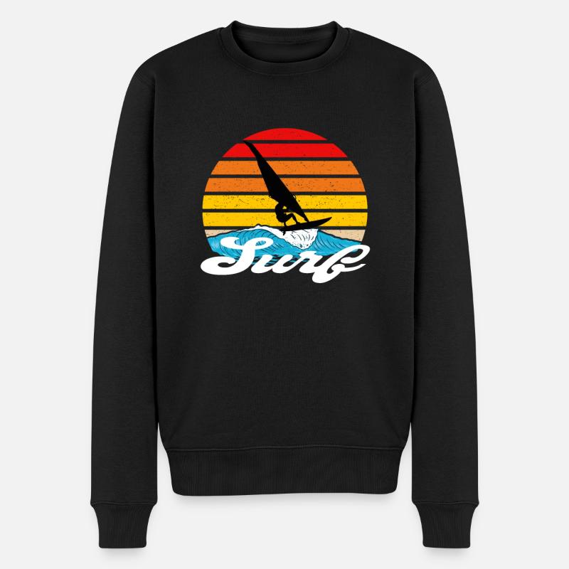Surfboard Windsurfen - Männer Premium Bio Pullover - Schwarz