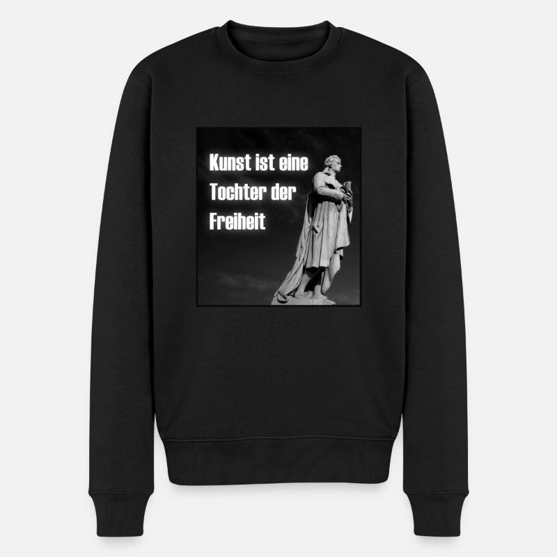 Schiller Zitat | Kunst Tochter Freiheit | Dichter - Männer Premium Bio Pullover - Schwarz