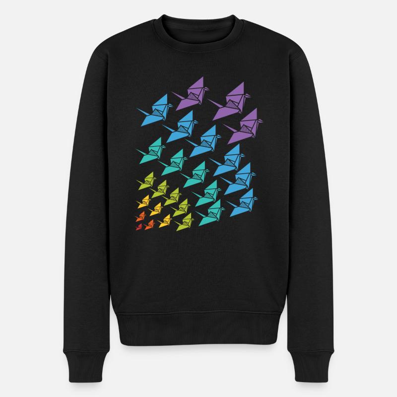 Origami Kranich Japanische Kunst Geschenk - Männer Premium Bio Pullover - Schwarz