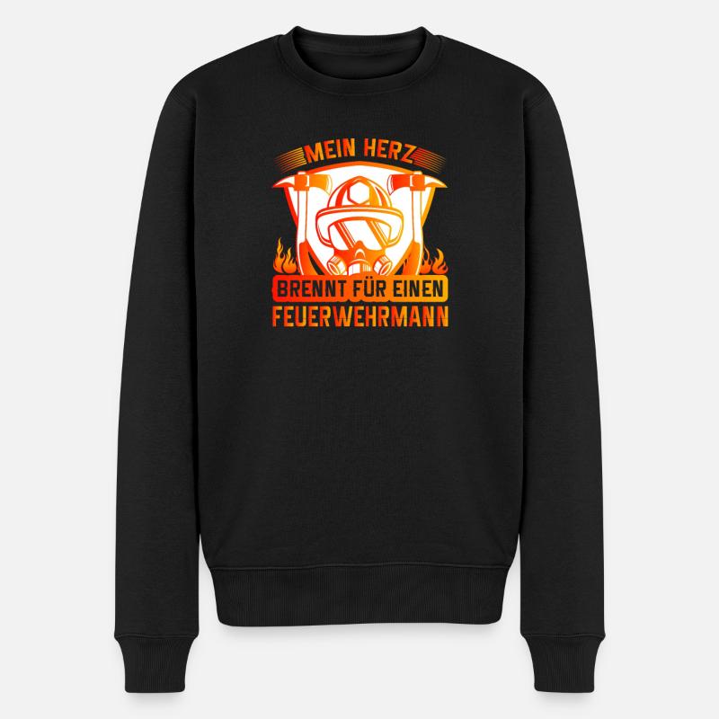Lustiges Feuerwehr Spruch Geschenk Feuerwehrfrau - Männer Premium Bio Pullover - Schwarz