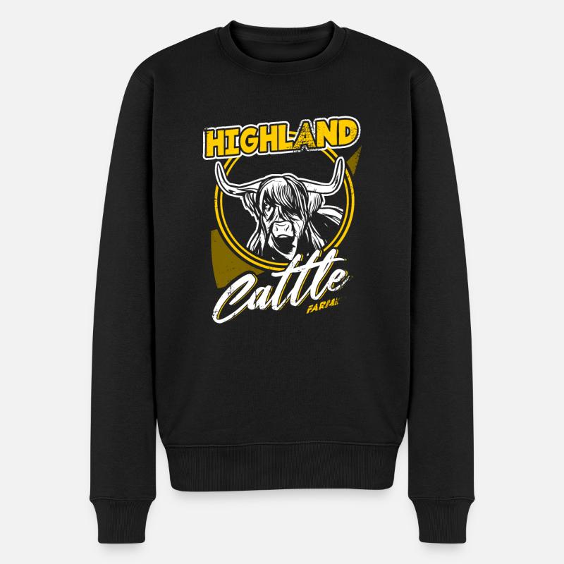 Highland Cattle Hochlandrind - Männer Premium Bio Pullover - Schwarz