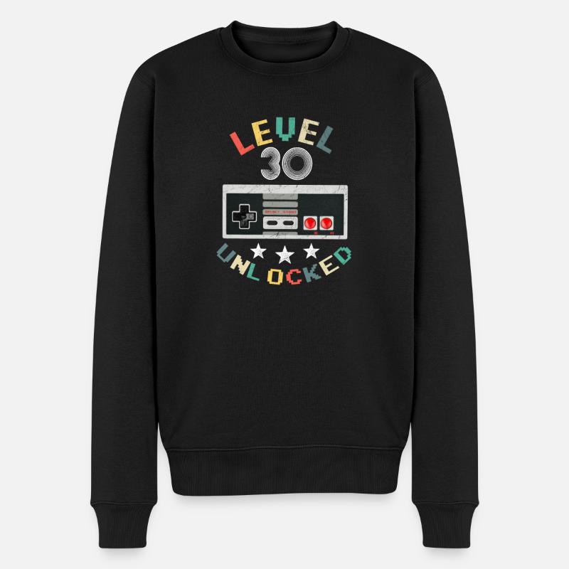 Level 30 freigeschaltet 30. Geburtstagsgeschenk Retro Gamer - Männer Premium Bio Pullover - Schwarz