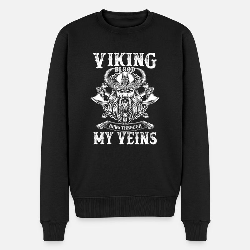 Viking Blood mono - Männer Premium Bio Pullover - Schwarz
