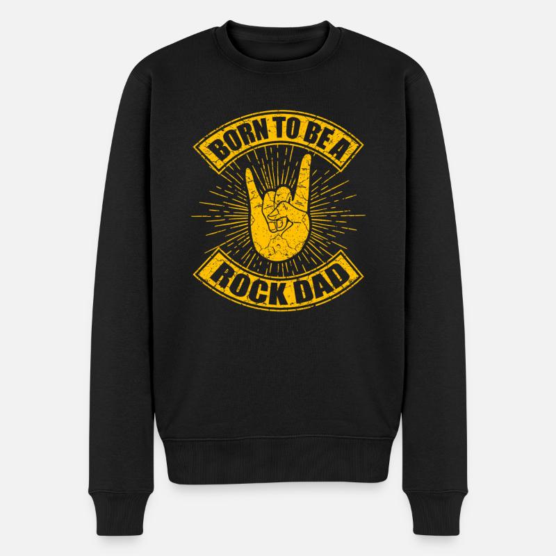 Rock Papa Rock und Roll Vatertag Geschenk - Männer Premium Bio Pullover - Schwarz