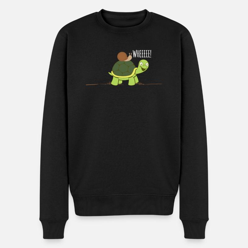 Turtle and snail WHEEEE - Men's Premium Organic Jumper - black