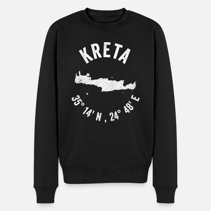 Griechenland Kreta Insel Urlaub Reise Tourist - Männer Premium Bio Pullover - Schwarz