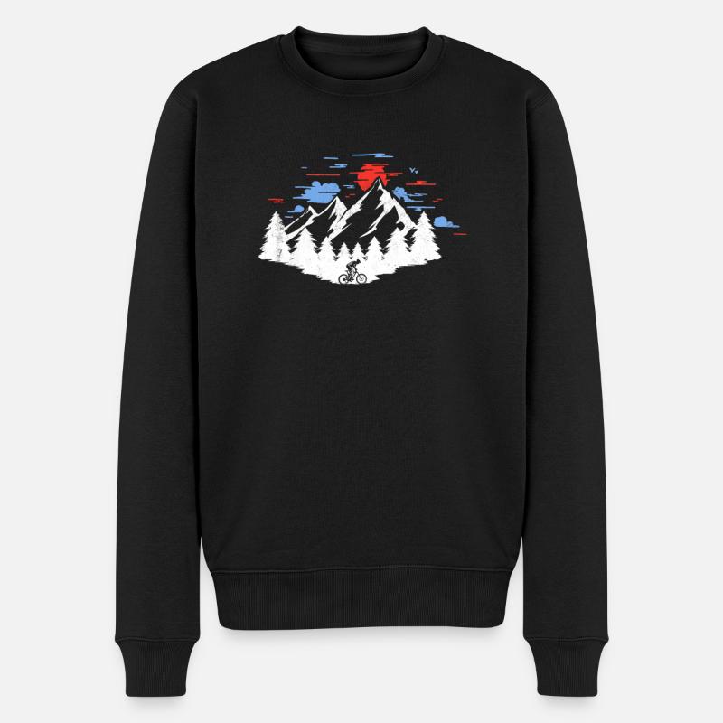 Fahrrad fahren in den Bergen - Urlaub - Männer Premium Bio Pullover - Schwarz