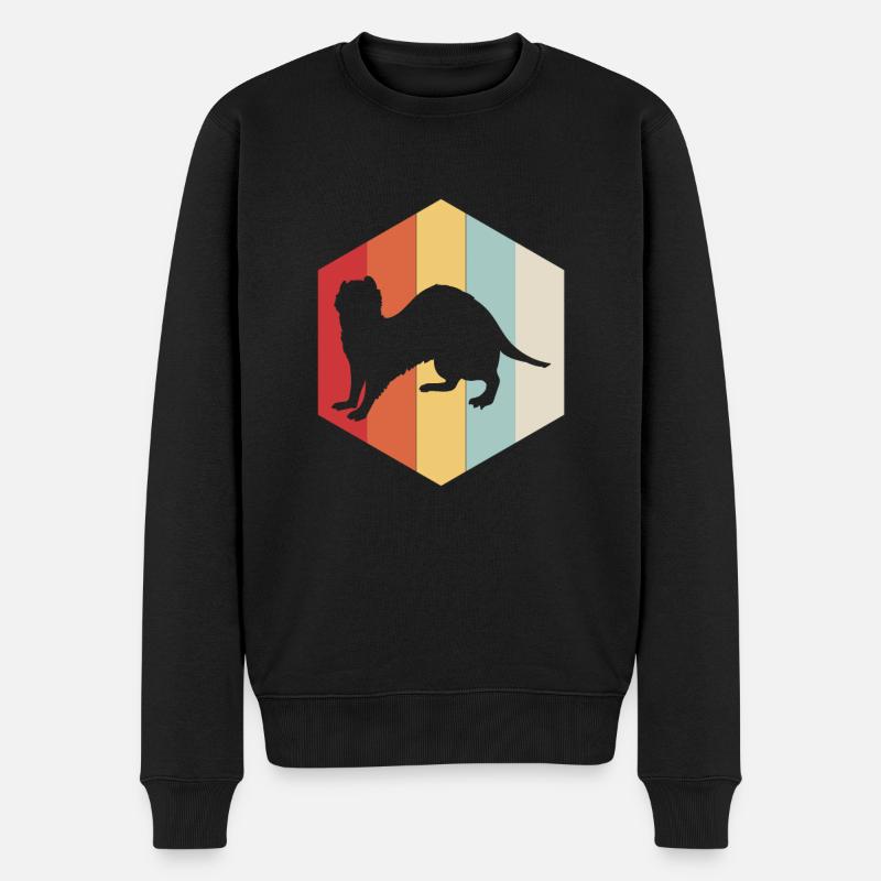 Retro Frettchen Silhouette - Männer Premium Bio Pullover - Schwarz