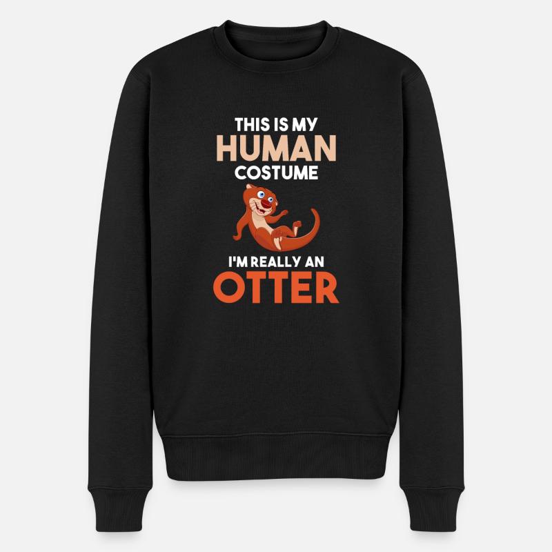 Otter Wald Nagetier - Männer Premium Bio Pullover - Schwarz