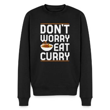 Don't Worry Eat Curry Slim Fit design - Men's Premium Organic Jumper - black - Front - Nico (187cm)