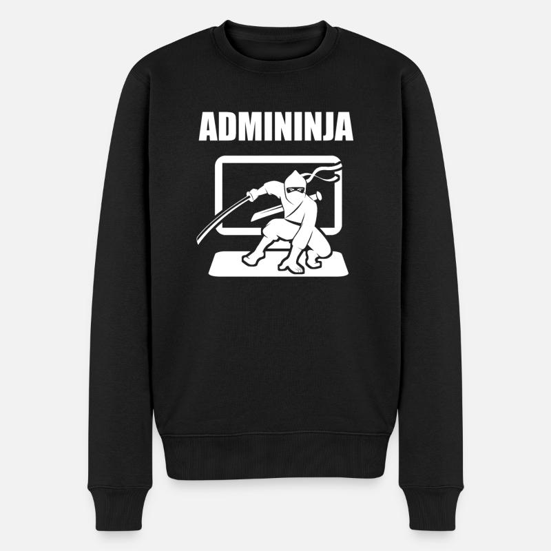 Admininja Admin Ninja Informatiker Lustig Geschenk - Männer Premium Bio Pullover - Schwarz