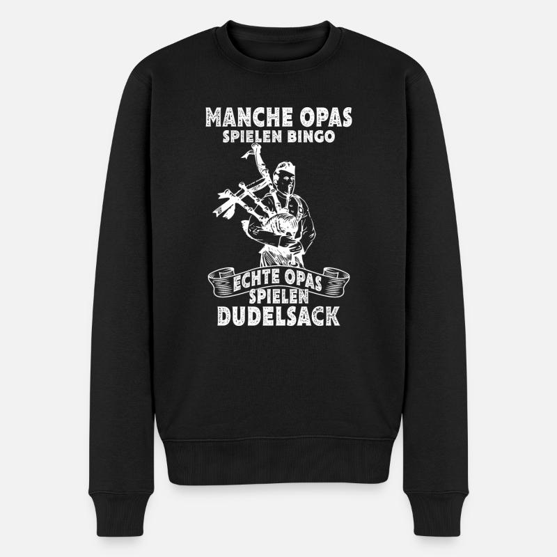 Dudelsack Opa Dudelsackspieler Schottland - Männer Premium Bio Pullover - Schwarz
