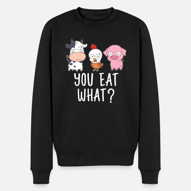 Veganer Shirt Tierrechte Vegetarier Geschenk Vegan - Männer Premium Bio Pullover - Schwarz