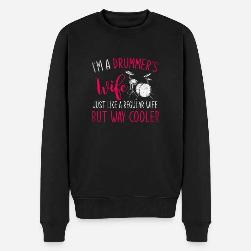Schlagzeug Frau - Männer Premium Bio Pullover - Schwarz