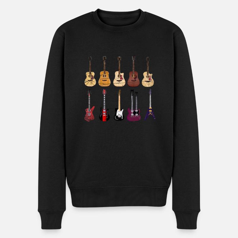 Gitarre Musik Gitarrenspieler - Männer Premium Bio Pullover - Schwarz