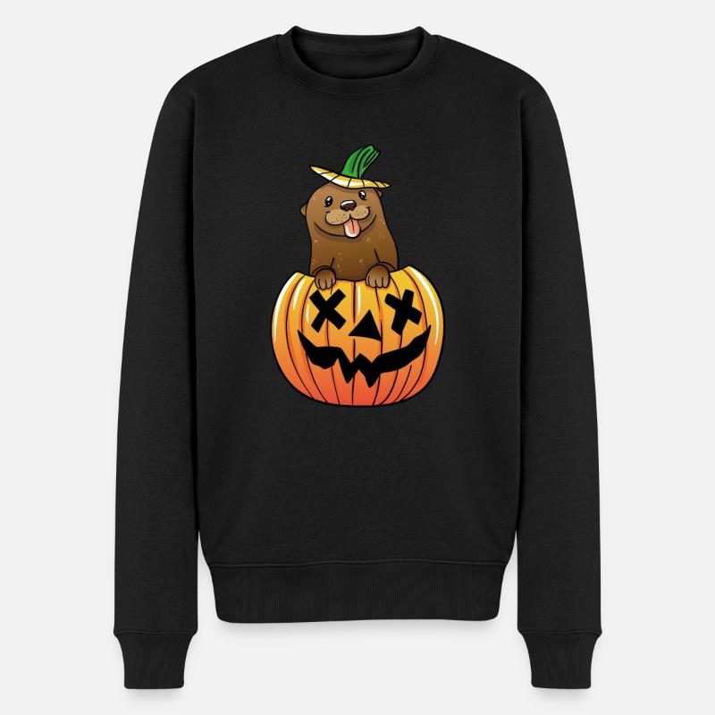 Otter Halloween - Männer Premium Bio Pullover - Schwarz