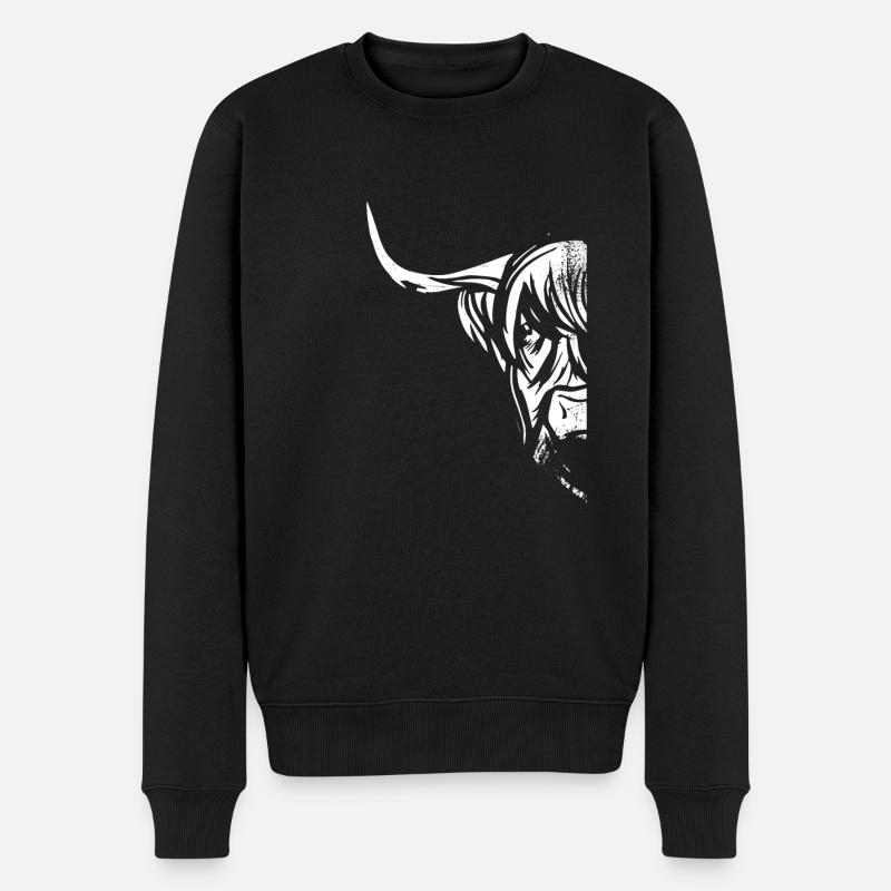 Tolles Highland Cattle Landwirt Rind - Männer Premium Bio Pullover - Schwarz