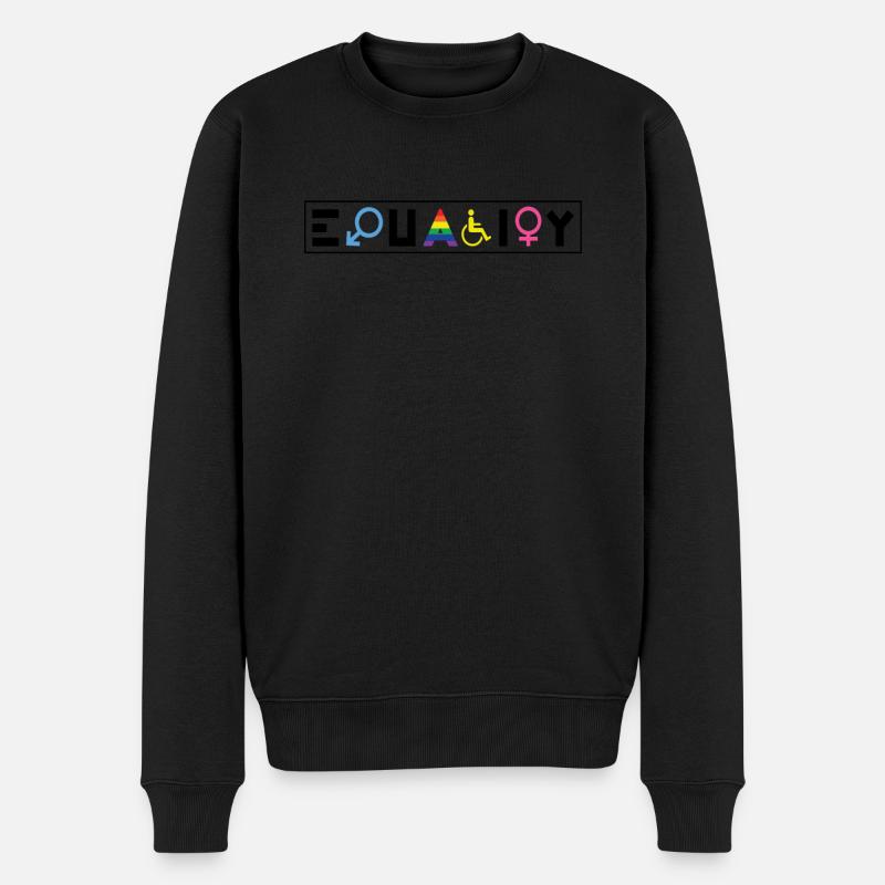 Equality Regenbogen Retro Gay Lesbian Pride LGBT P - Männer Premium Bio Pullover - Schwarz