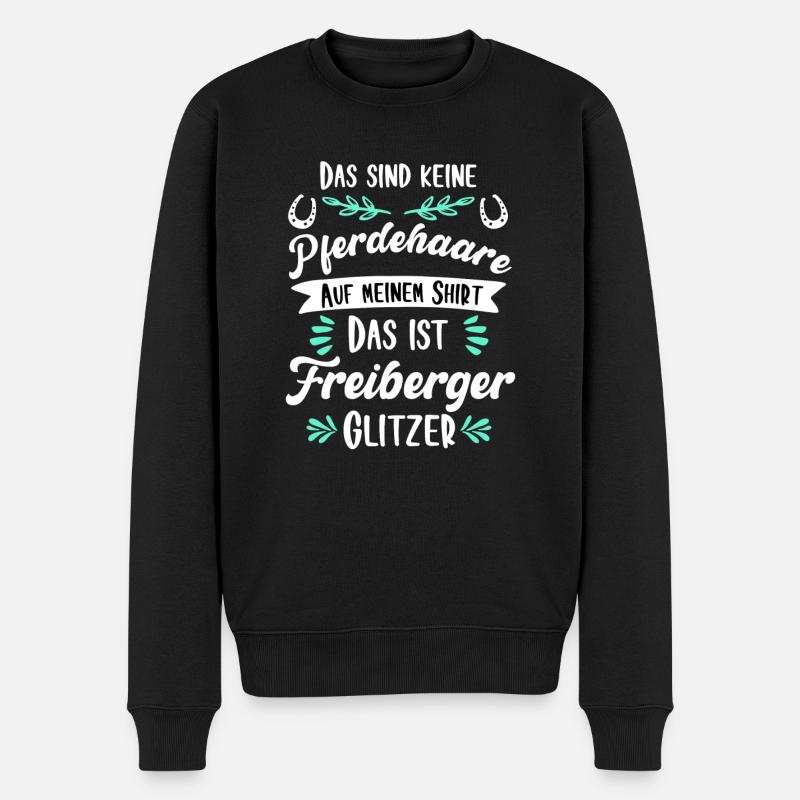 Freiberger Glitzer Pferd Spruch Geschenk - Männer Premium Bio Pullover - Schwarz