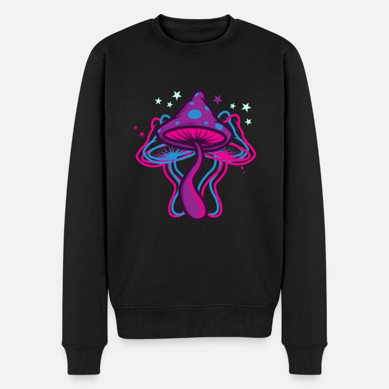 Psychedelische Pilze - Männer Premium Bio Pullover - Schwarz