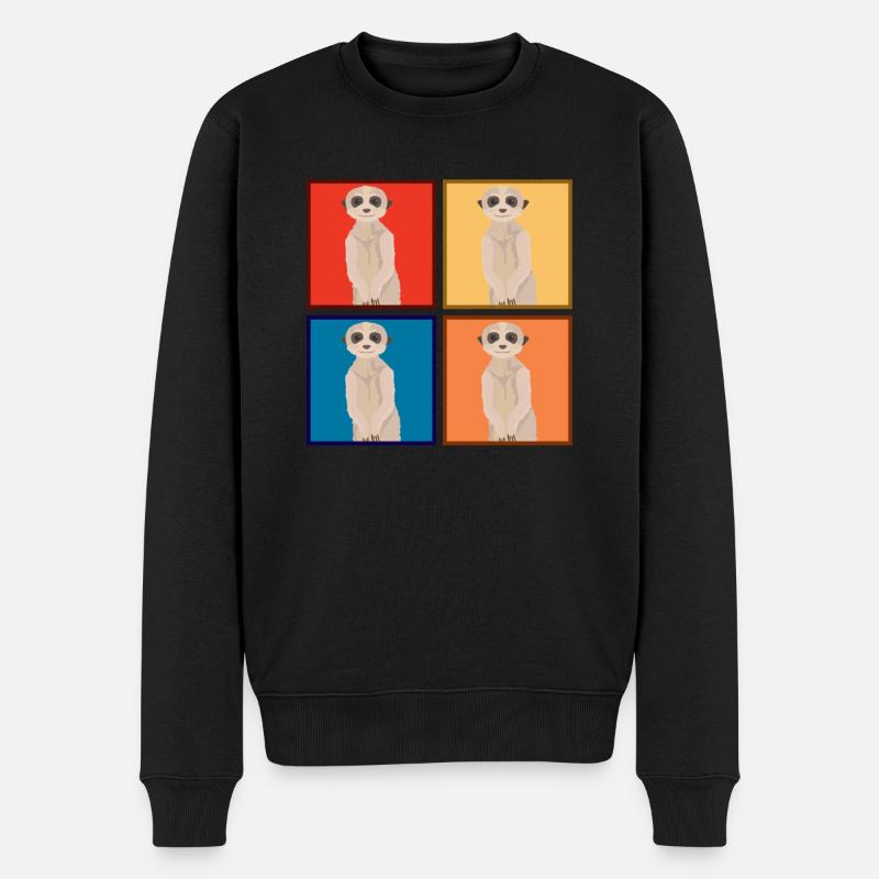 Erdmännchen Tiere Tier - Männer Premium Bio Pullover - Schwarz