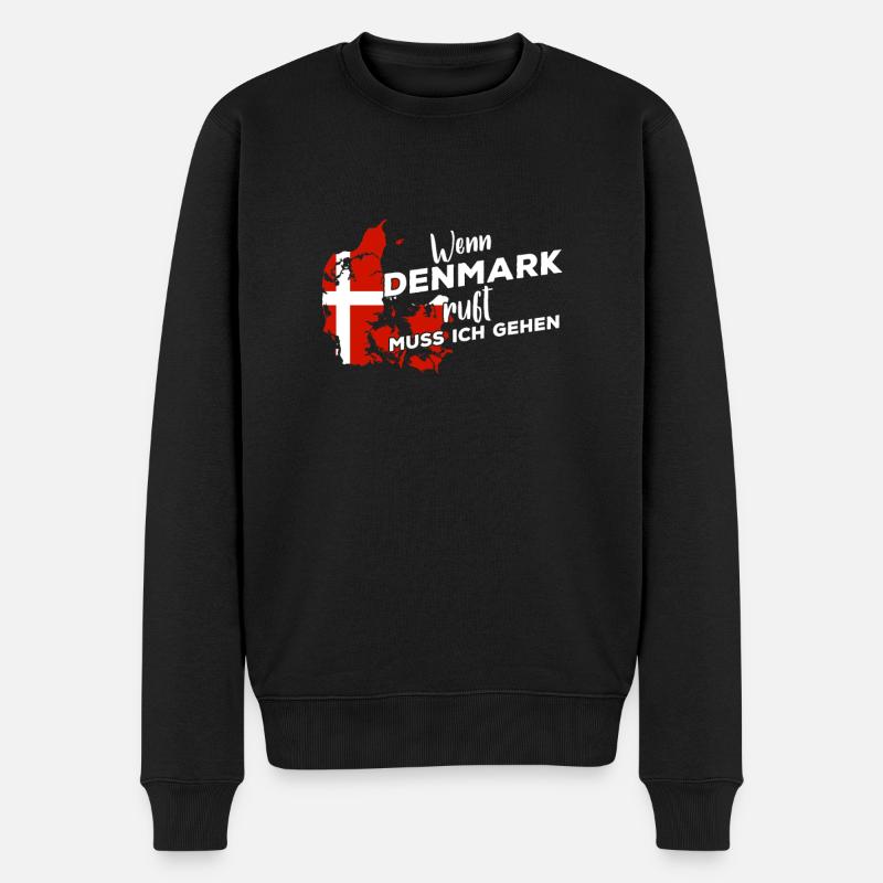 Wenn Dänemark Ruft Dänisch Urlaub Skandinavien - Männer Premium Bio Pullover - Schwarz
